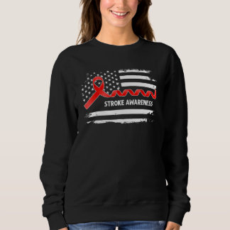 Camiseta Stroke Awareness American Flag   Red Ribbon