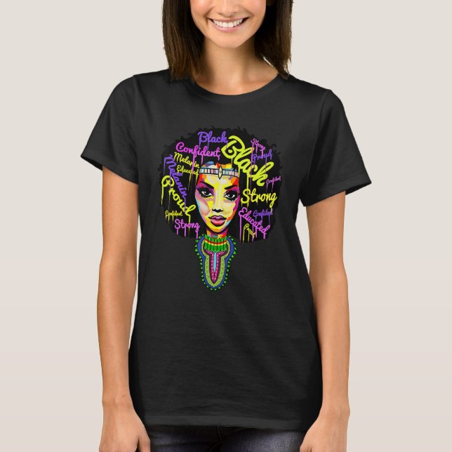 Camiseta Strong African Queen for Women Proud Black History (Frente)