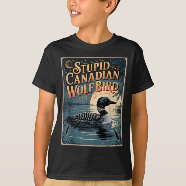 Camiseta Stud Canadian Wolf Bird Funny Loon Humor  (Frente)
