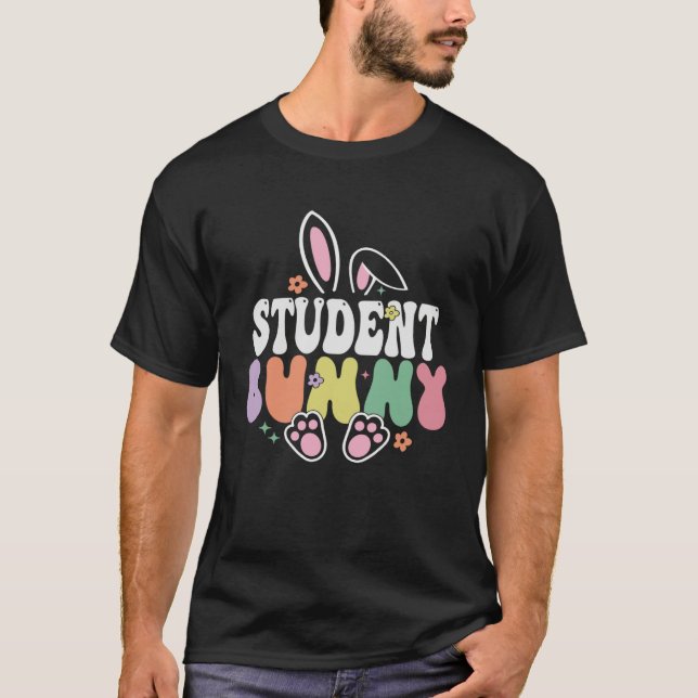 Camiseta Student Bunny  Easter Day Rabbit Groovy Family Mat (Frente)