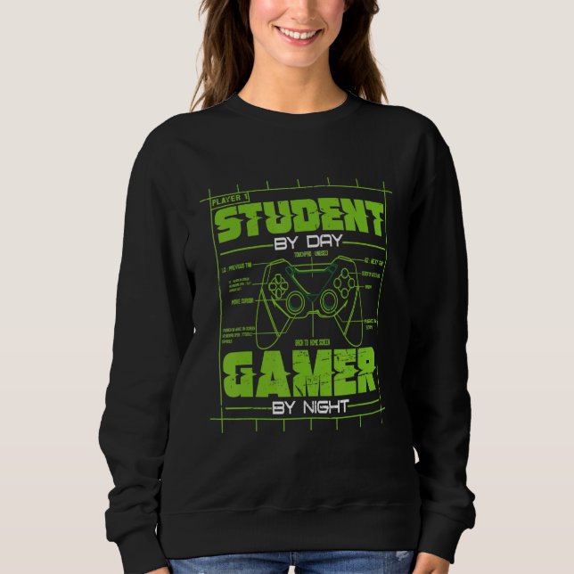 Camiseta Student By Day Gamer By Night  Gaming Student Grap (Frente)