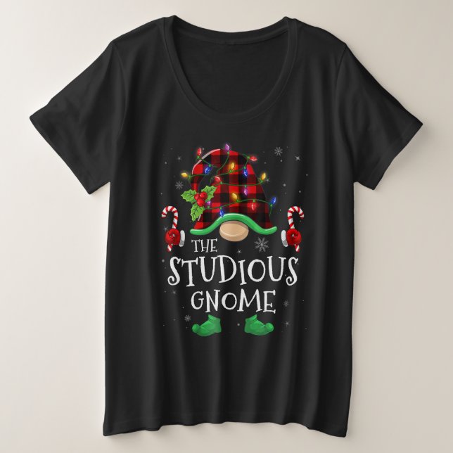 Camiseta Studious Gnome Buffalo Plaid Matching Family Chris (Frente do Design)