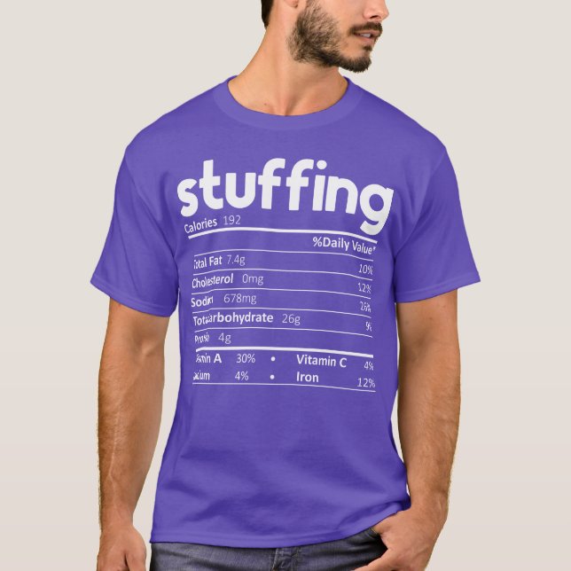 Camiseta Stuffing Food Nutrition Facts Funnyhanksgiving vin (Frente)