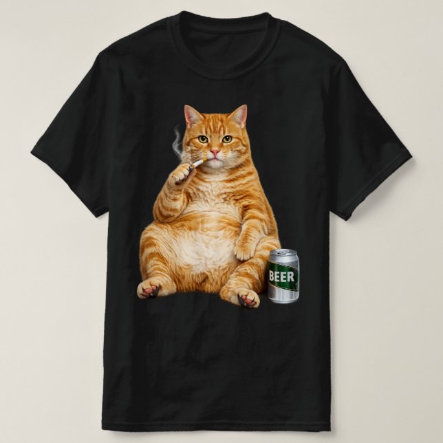 Camiseta Stupid Cool Funny Cat Meme Smoking Cat cigarette  (Frente do Design)