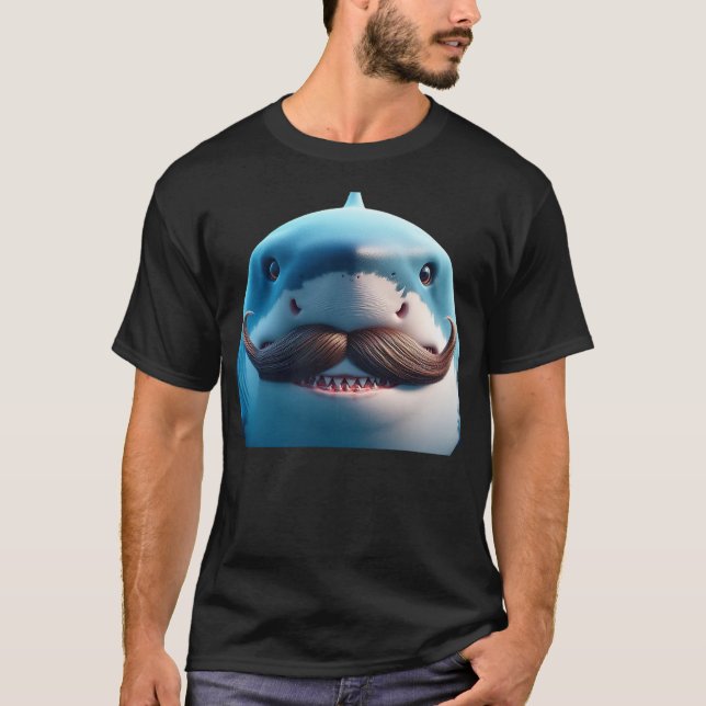 Camiseta Stupid Mustache Shark for Animals and Marine Fish  (Frente)