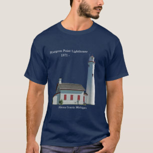 Camiseta Sturgeon Point Lighthouse blusa escuro