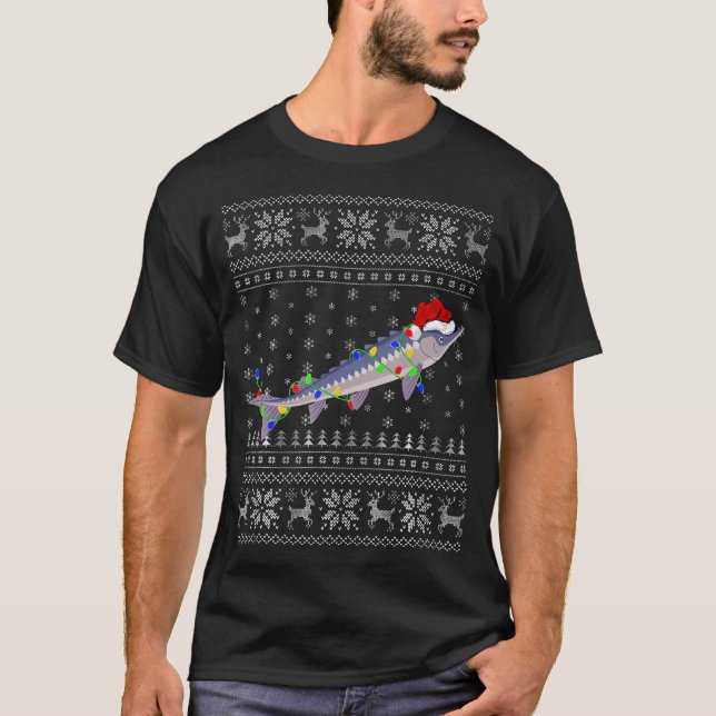 Camiseta Sturgeons Fish Xmas Style Feia Sturgeons Natal (Frente)