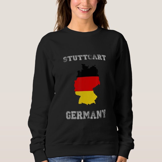 Camiseta Stuttgart Alemanha Design de Mapa de Bandeira Vint (Frente)