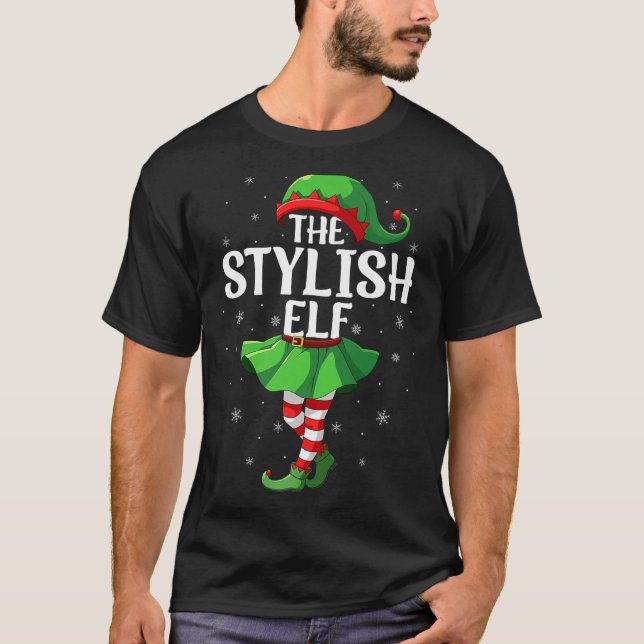Camiseta Stylish Elf Christmas Girls Women Elf Squad Xmas F (Frente)