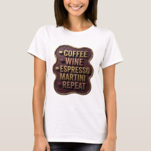 Camiseta Stylish Gold CAFÉ VINHO ESPRESSO MARTINI REPEAT v2