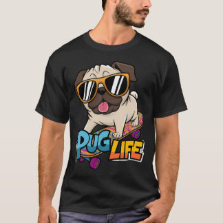 Camiseta Stylish Pug em Skateboard Gráfico Perfeito para Fo