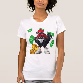 Camiseta Stylish Rooster with Money and Sunglasses