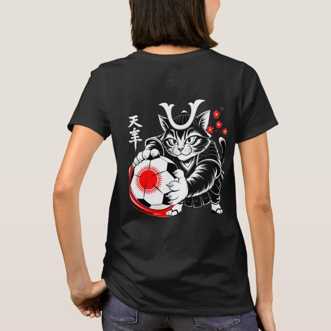 Camiseta Stylish Samurai Cat Japan Soccer For Football fans (Verso)