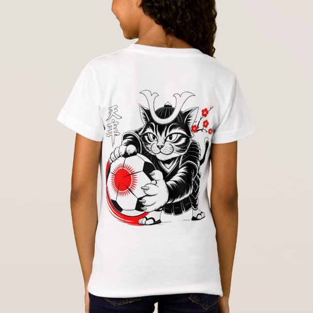 Camiseta Stylish Samurai Cat Japan Soccer For Football fans (Verso)