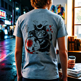 Camiseta Stylish Samurai Cat Japan Soccer For Football fans