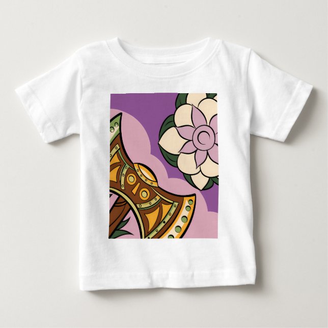 Camiseta Stylized Axe and Flower Design (Frente)