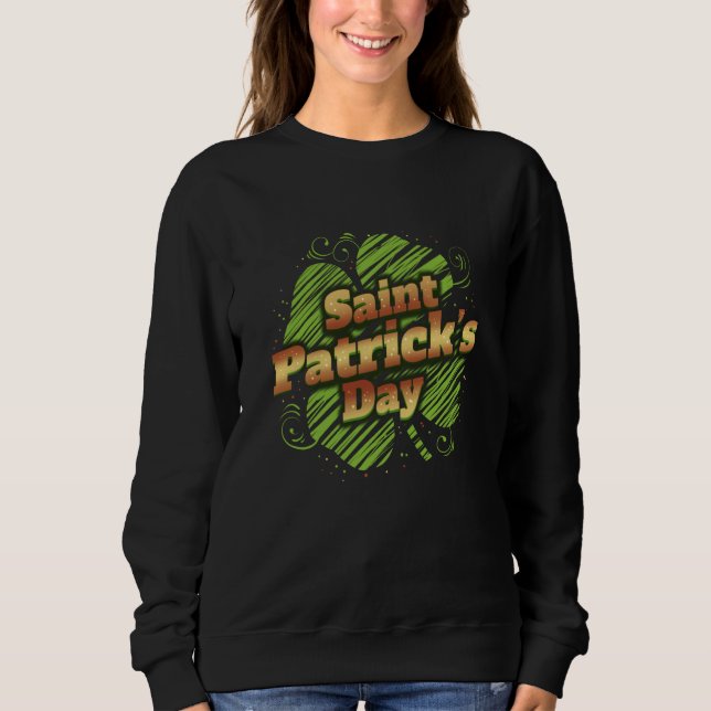 Camiseta Stylized Four Leaf C Shamrock For St Patricks Day (Frente)