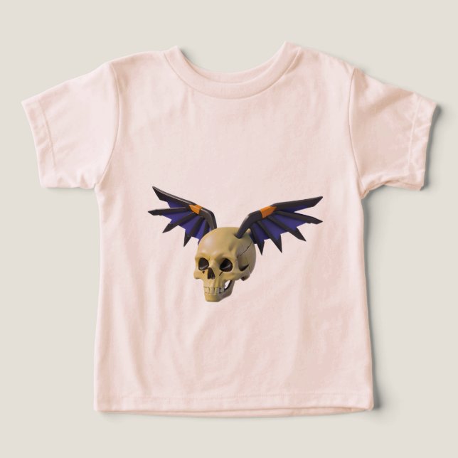Camiseta Stylized Skull with Angular Colorful Wings (Design frontal)
