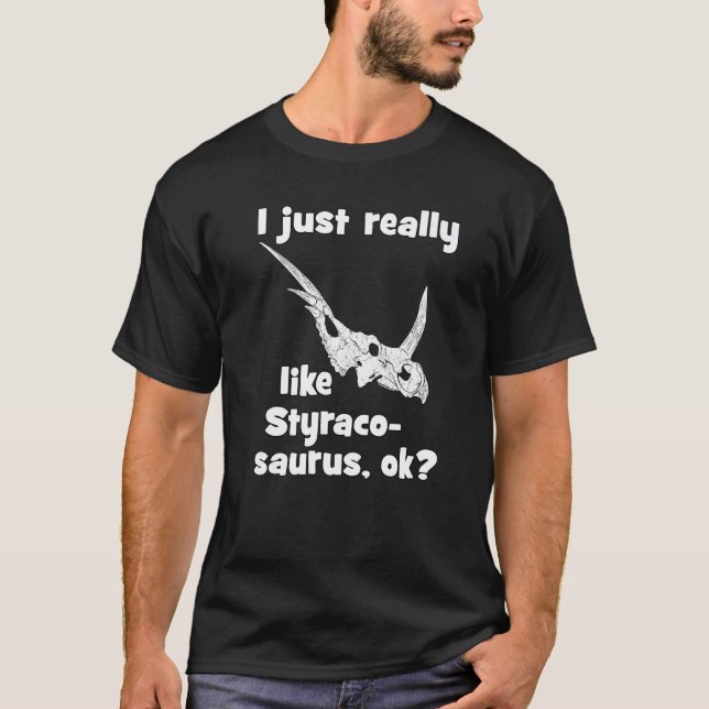 Camiseta Styracosaurus Cabeça Crânio Fóssil Ossos do Dinoss (Frente)
