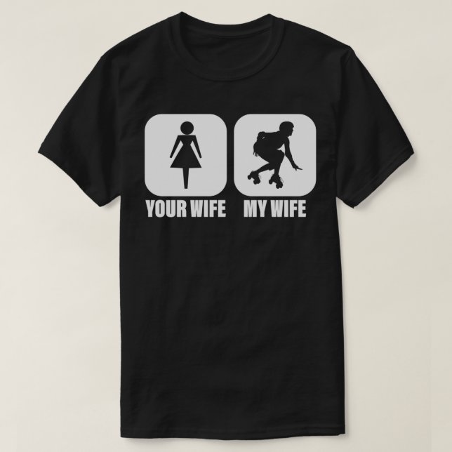 Camiseta Sua Esposa Meu Esposa Roller Derby (Frente do Design)