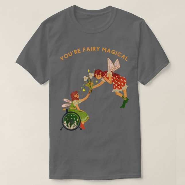 Camiseta Sua fada magia em cadeira de rodas (Frente do Design)