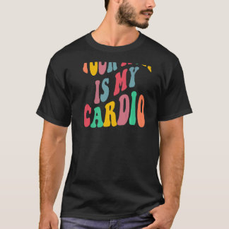 Camiseta SUA MÃE É MEU CARDIO retrô groovy no verso de  