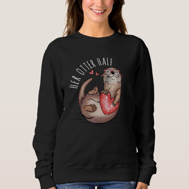 Camiseta Sua metade de lontra casais combinando seu e seu v (Frente)