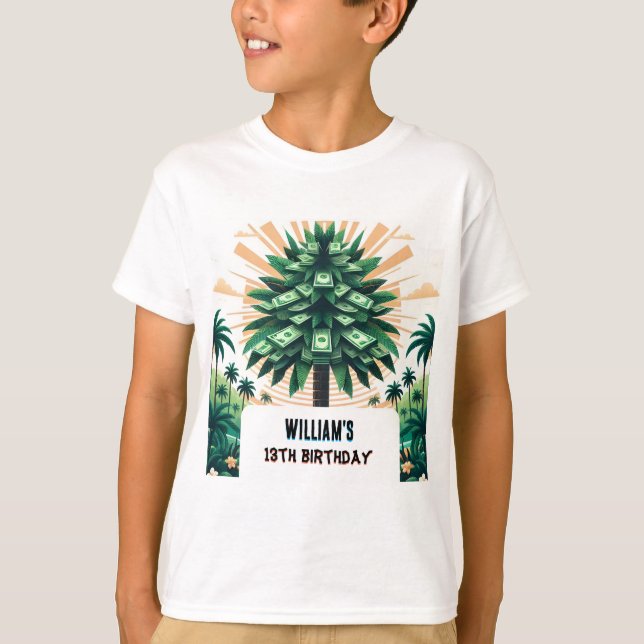 Camiseta Sua natureza é Legal Dinheiro, apenas 13 de árvore (Frente)
