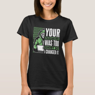 Camiseta Sua Senha Era Muito Curta Black Hat Hacking Ético