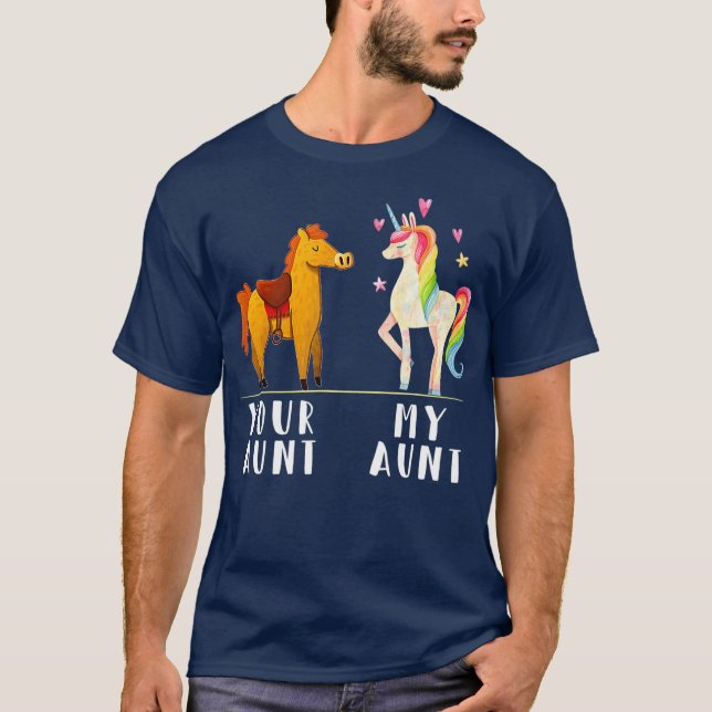 Camiseta Sua Tia Minha Tia Engraçada, tia Unicórnio (Frente)