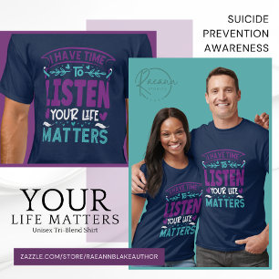 Camiseta 'Sua Vida Importa' Conscientização sobre Prevenção