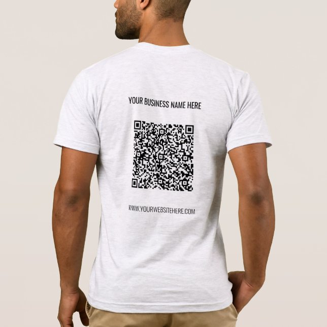Camiseta Suas informações de verificação de código QR Texto (Verso)