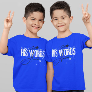 Camiseta Suas Palavras Amen - Versículo Bíblico Gospel Azul