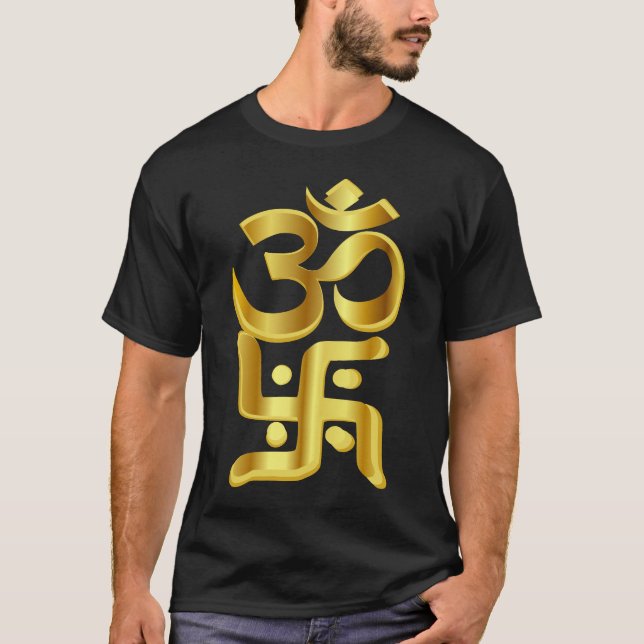 Camiseta suástica, 卐, mantra do OM (Frente)
