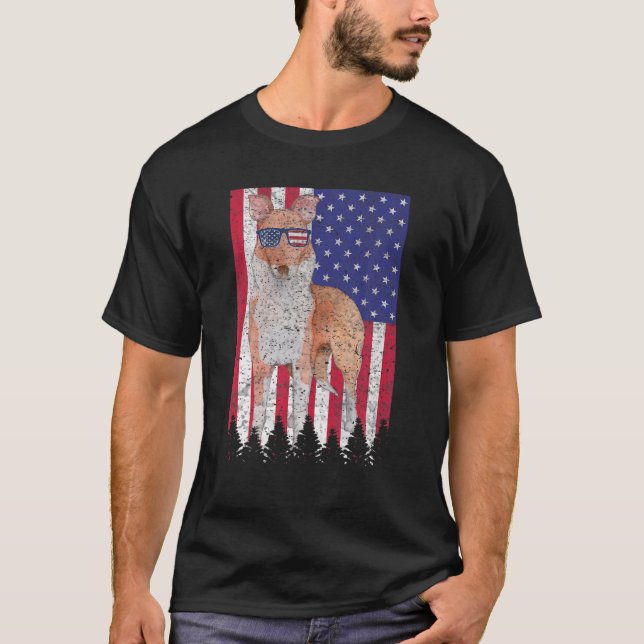 Camiseta Suave Cachorro Patriótico USA Orgulho Americano Fl (Frente)