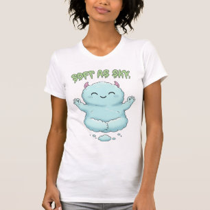 Camiseta Suave como o Céu: Kawaii Monstro de Nuvem Zen Yoga