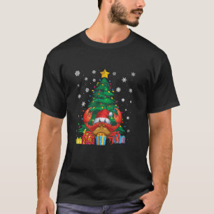 Camiseta Suave Feia Árvore de Natal Luzes Caranguejo Santa