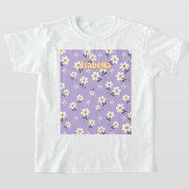 Camiseta Suave Flor de Margarida Lavanda Estética para Meni