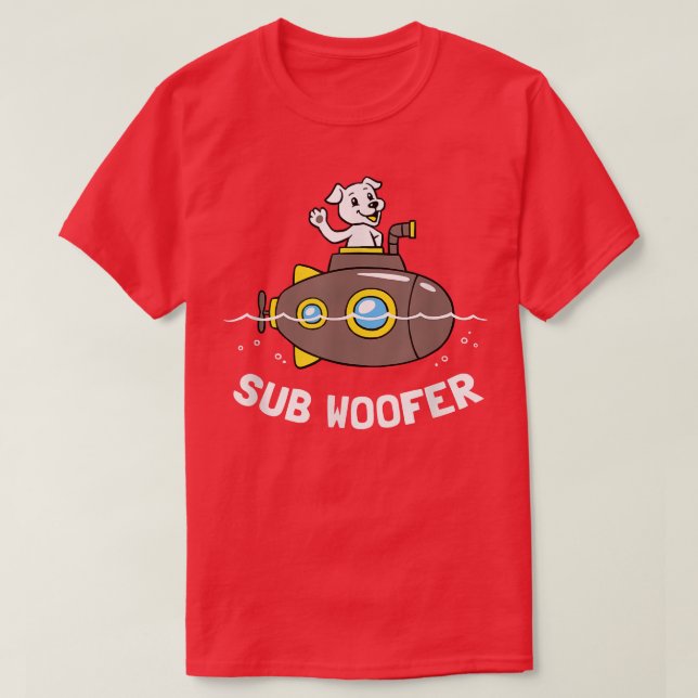 Camiseta Sub    WooferPiada Submarina de Cachorro Engraçado (Frente do Design)