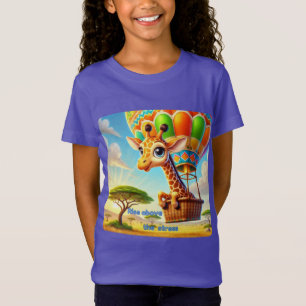 Camiseta Suba acima do balão de ar quente do girafa em stre
