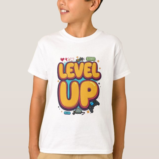 Camiseta Suba de Nível! Motivação e Conquista de Jogos (Frente)