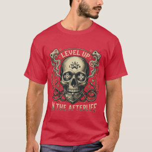 Camiseta Suba de Nível na Vida Após a Morte - Crânio de Jog