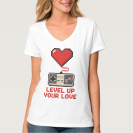 Camiseta Suba de Nível Seu Amor, Design de Jogos Retro em P