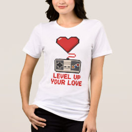 Camiseta Suba de Nível Seu Amor, Design de Jogos Retro Pixe