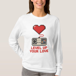 Camiseta Suba de Nível Seu Amor, Design de Jogos Retro Pixe