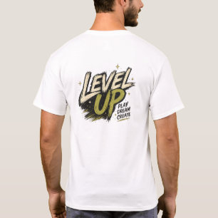 Camiseta Suba de Nível Tipografia de Jogos Retrô Jogar