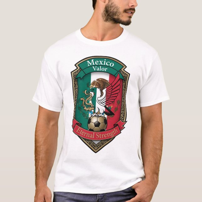 Camiseta Subida do Águia Mexicana, Presente da Bandeira Mex (Frente)