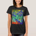 Camiseta Subidas por Vincent Van Gogh<br><div class="desc">Vincent Van Gogh Irises. Pintado em 1889, é uma das pinturas que criou no Santo Paul-de-Mausole hospício em Santo-Rémy-de-Provence, na França. É uma pintura a óleo. Esta pintura de óleo paisagístico de arte retrata um campo de plantas de flores de íris. Vincent Van Gogh era um artista famoso. Ele era...</div>