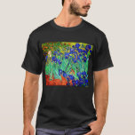 Camiseta Subidas por Vincent Van Gogh<br><div class="desc">Vincent Van Gogh Irises. Pintado em 1889, é uma das pinturas que criou no Santo Paul-de-Mausole hospício em Santo-Rémy-de-Provence, na França. É uma pintura a óleo. Esta pintura de óleo paisagístico de arte retrata um campo de plantas de flores de íris. Vincent Van Gogh era um artista famoso. Ele era...</div>