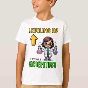 Camiseta Subindo de Nível Cientista Ck Para a Escola Gamer